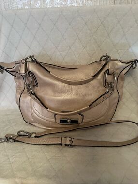 Coach Metallic Pebbled Leather Shoulder Bag - Champagne